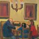 Painting figures oil on canvas board UGO PAZZI