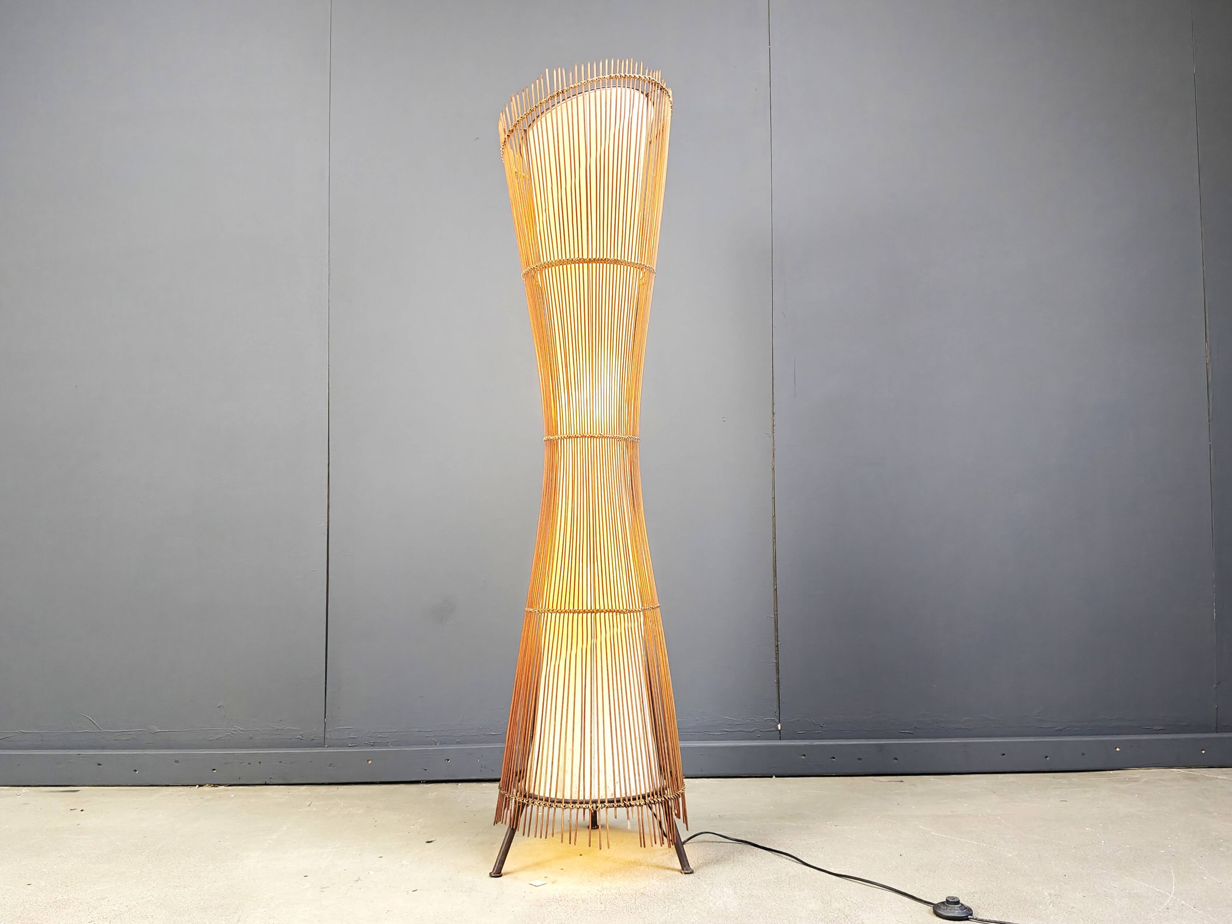 Vintage italian bamboo floor lamp, 1960s