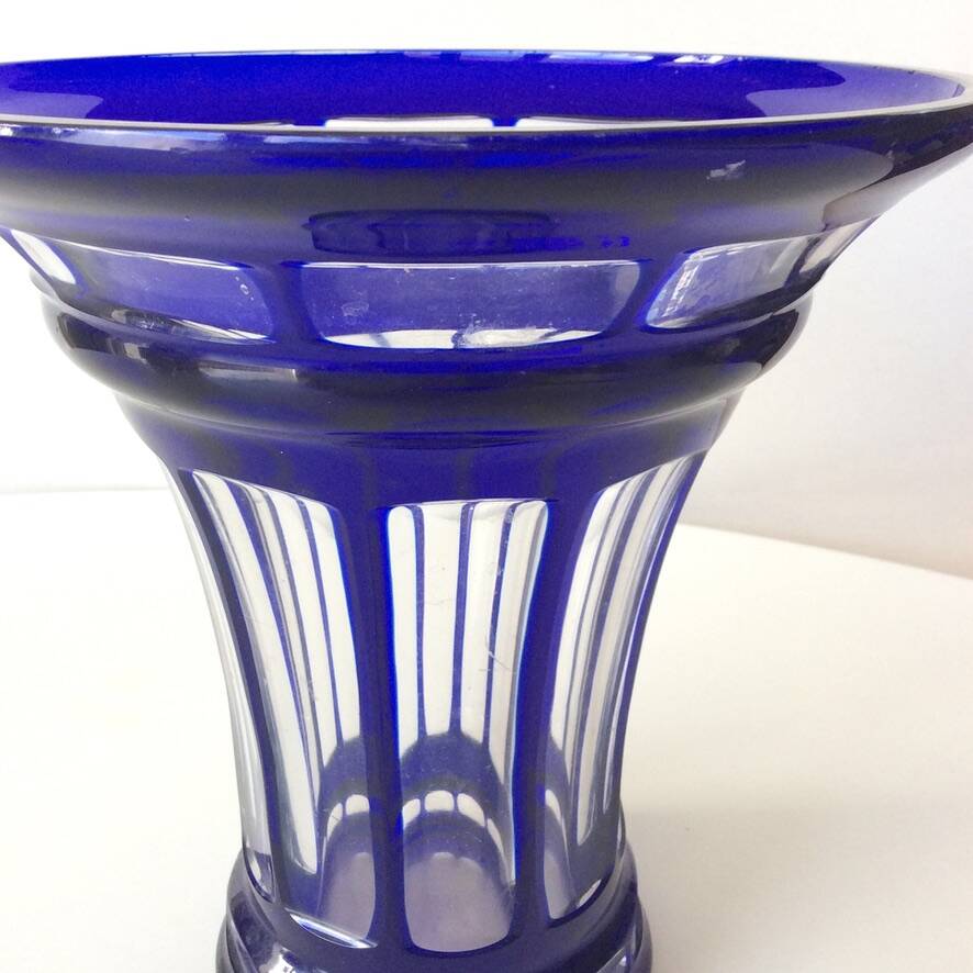 Signed Baccarat crystal overlay vase, 1940s