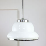 Mid-century opaline & chrome pendant lamp
