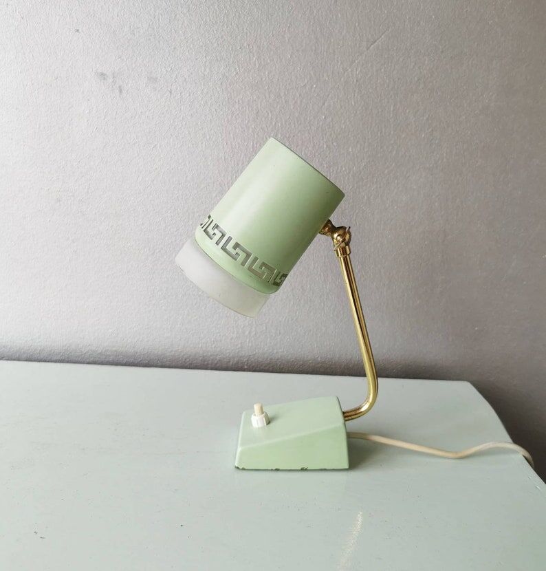 Night light 1970 pastel green with gold, France