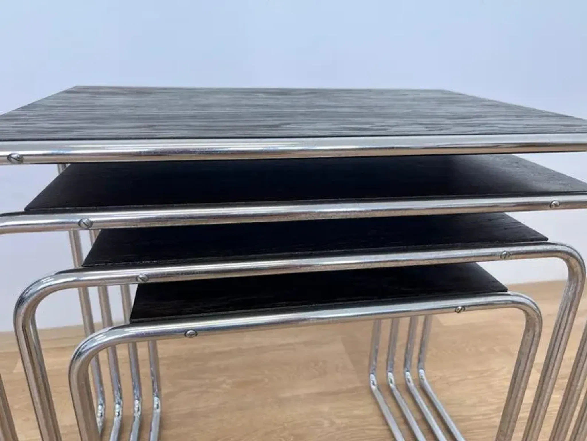 Rare Bauhaus chrome Nesting Tables B9, Marcel Breuer-1940s