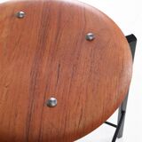Extraordinary Danish workshop stool / fully restored / teak / steel / mid-century modern design / industrial / 1960s