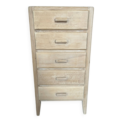 Chiffonnier vintage en pin brut – 5 tiroirs