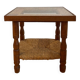 Wood, straw and glass side table, circa 1950