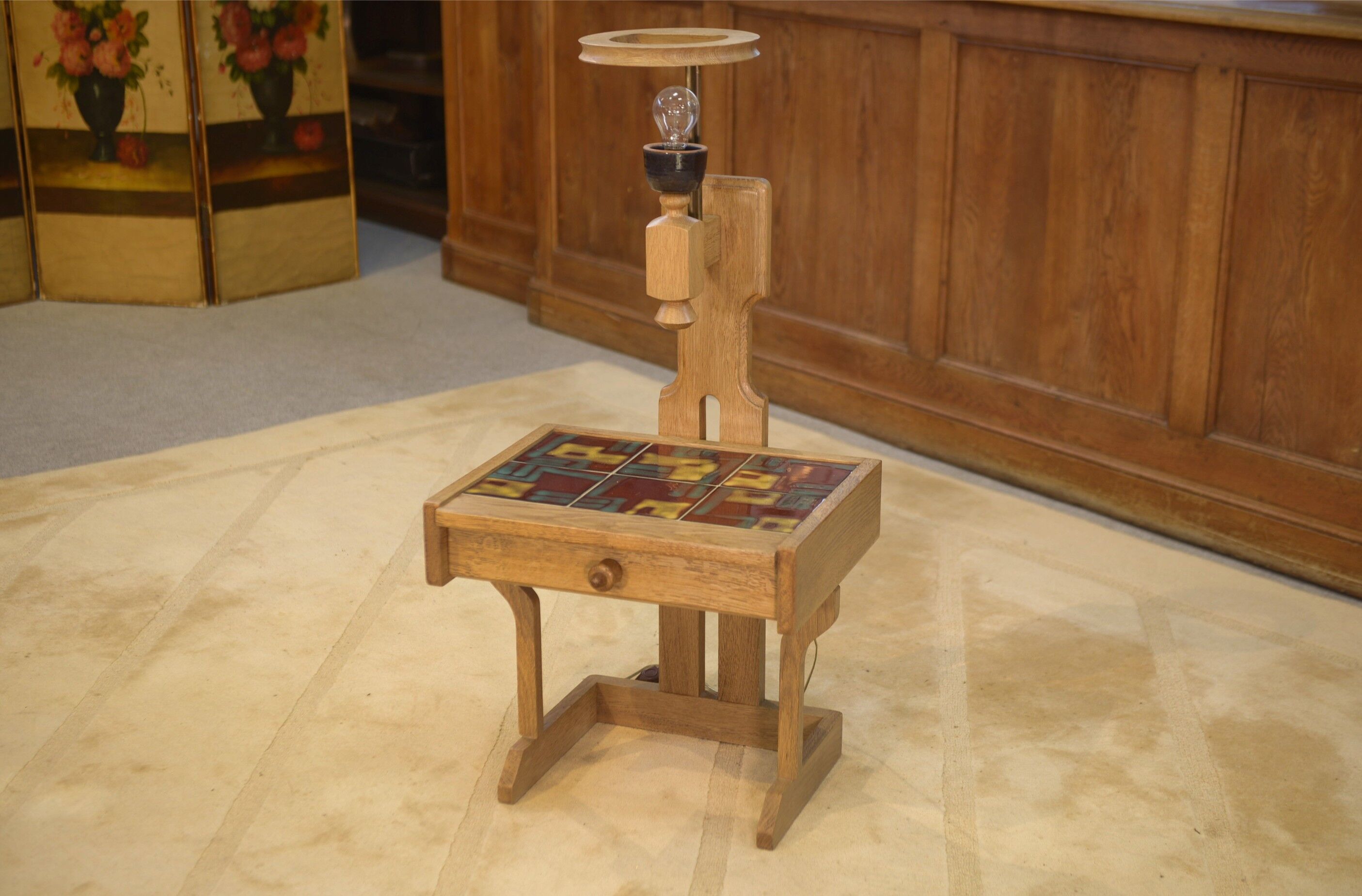Oak bedside table by Guillerme and Chambron for Your House 1950s