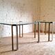 Glass and brass coffee tables by Peter Ghyczy