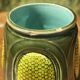 Pretty little antique pot, Majolica Sarreguemines green slipware.