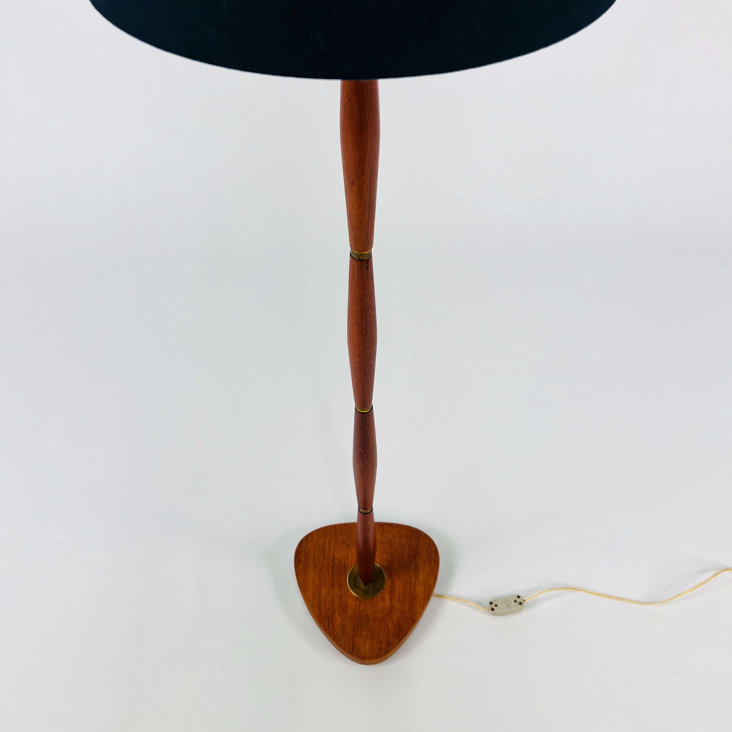 Vintage danish brass and rosewood floor lamp, 1960s.