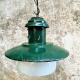 Vintage street lamp green enamel with glass