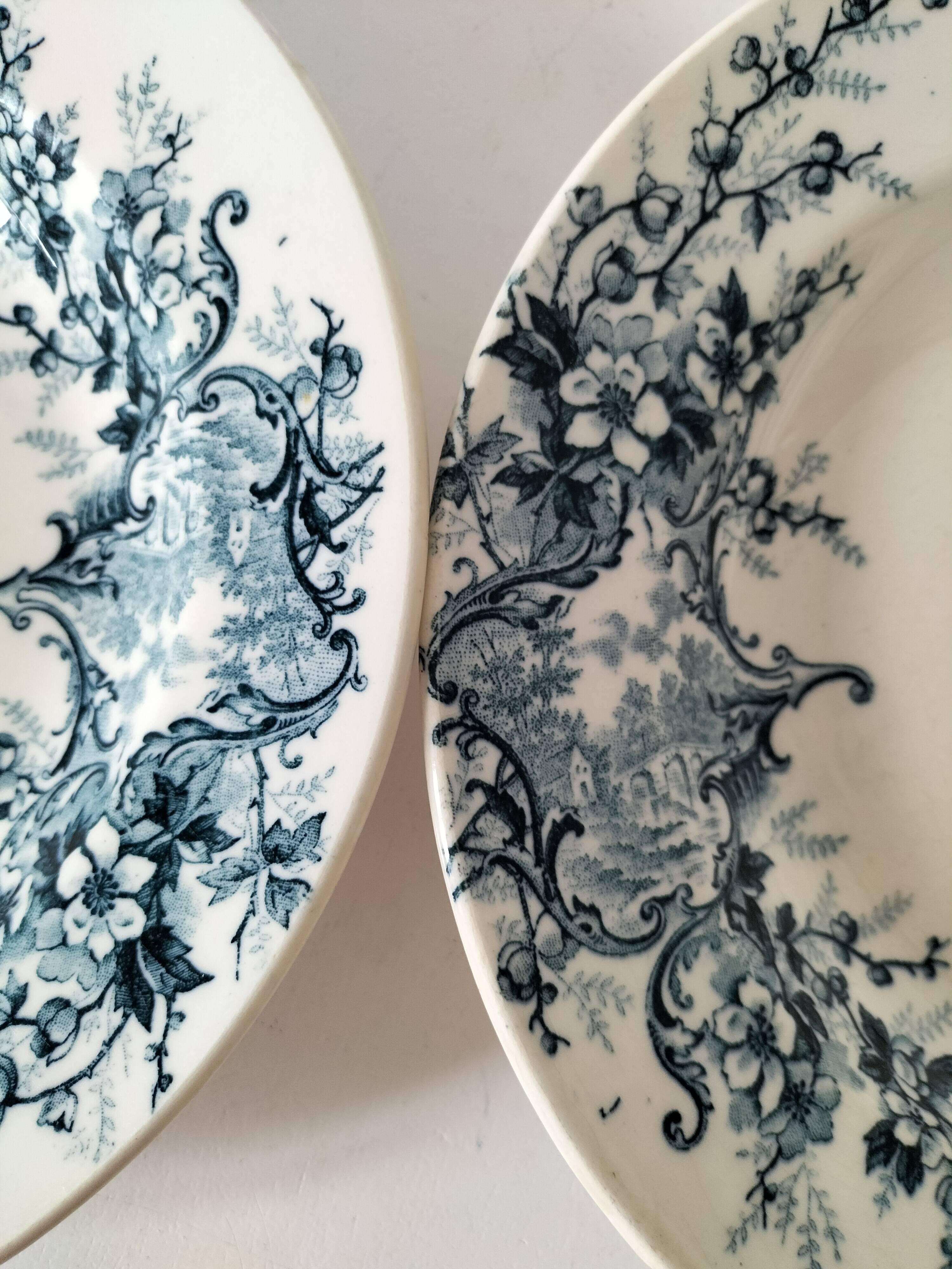 Duo d’assiettes creuses Hte Boulenger & Cie Choisy-le-Roi, circa 1885–1900.
