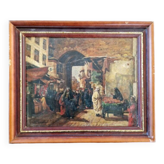 S. Kendall - Oil on panel - "Arab Souk" - Signed lower left