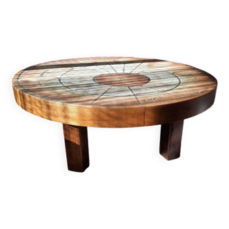 Oval ceramic wood coffee table