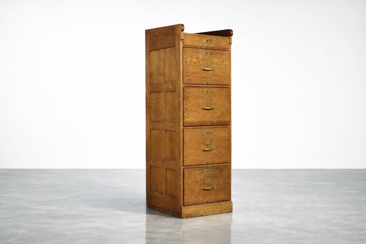 Vintage Industrial English Oak Filing Cabinet with Drawers, 1920s