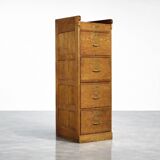 Vintage Industrial English Oak Filing Cabinet with Drawers, 1920s
