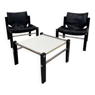 Pair of armchairs + ARKANA table by Maurice Burke