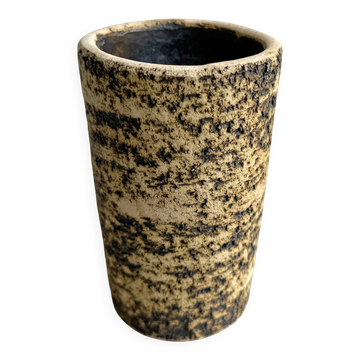 Vintage "Birch Bark" ceramic vase, cylindrical, Chamotte