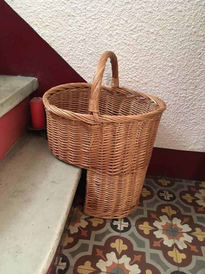 Staircase handcrafted wicker basket