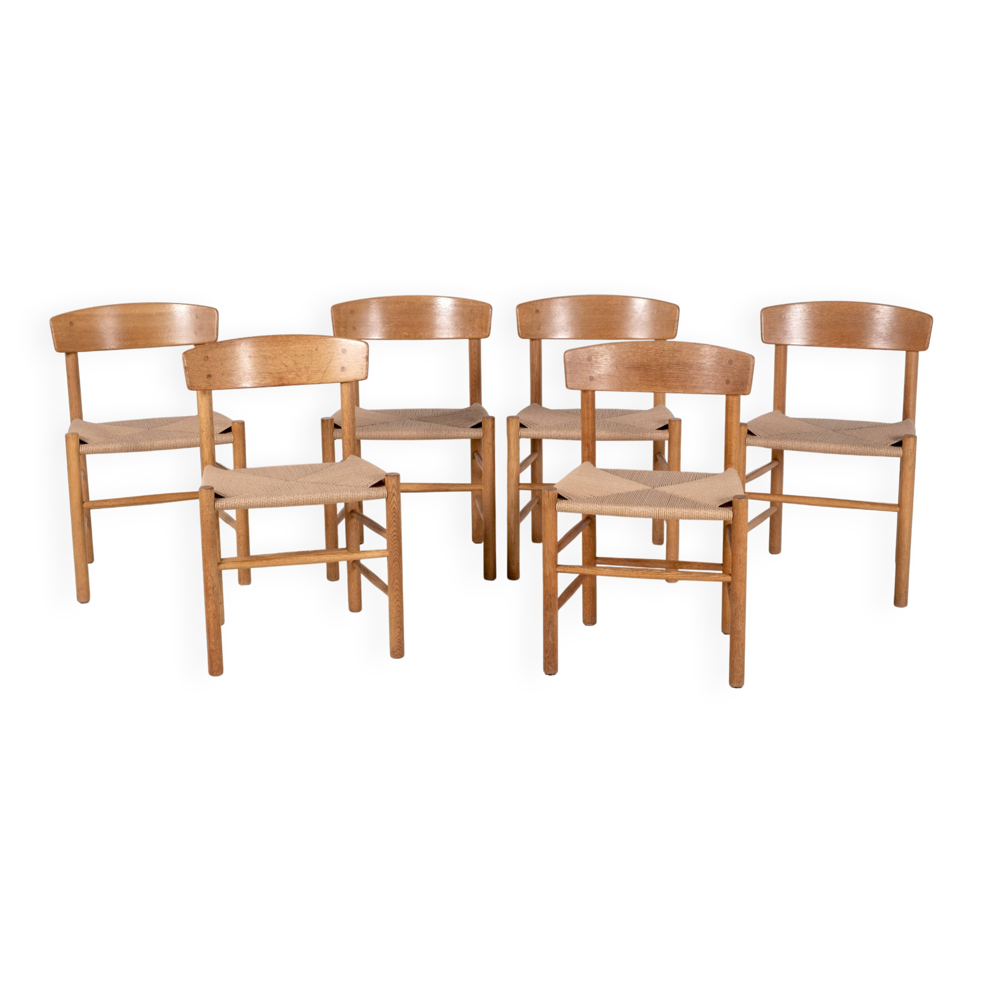 6x Børge Mogensen J39 in Oak, 1980s FDB Møbler, Denmark