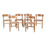 6x Børge Mogensen J39 in Oak, 1980s FDB Møbler, Denmark