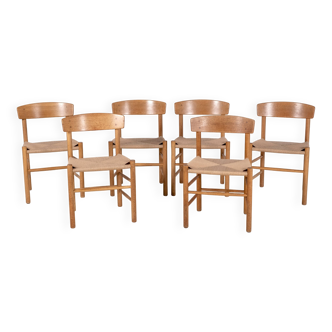 6x Børge Mogensen J39 in Oak, 1980s FDB Møbler, Denmark