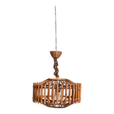 Lampe de plafond en rotin tressé, années 70