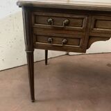 Louis XVI style flat desk in mahogany top of fawn leather XX century