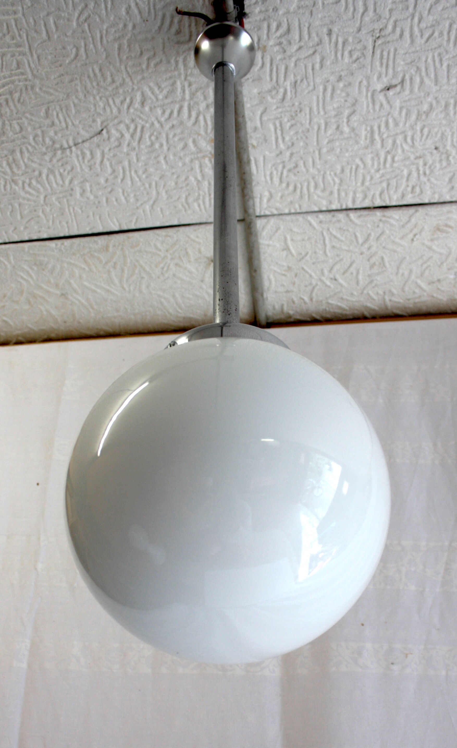 Opaline globe hanging lamp circa 50