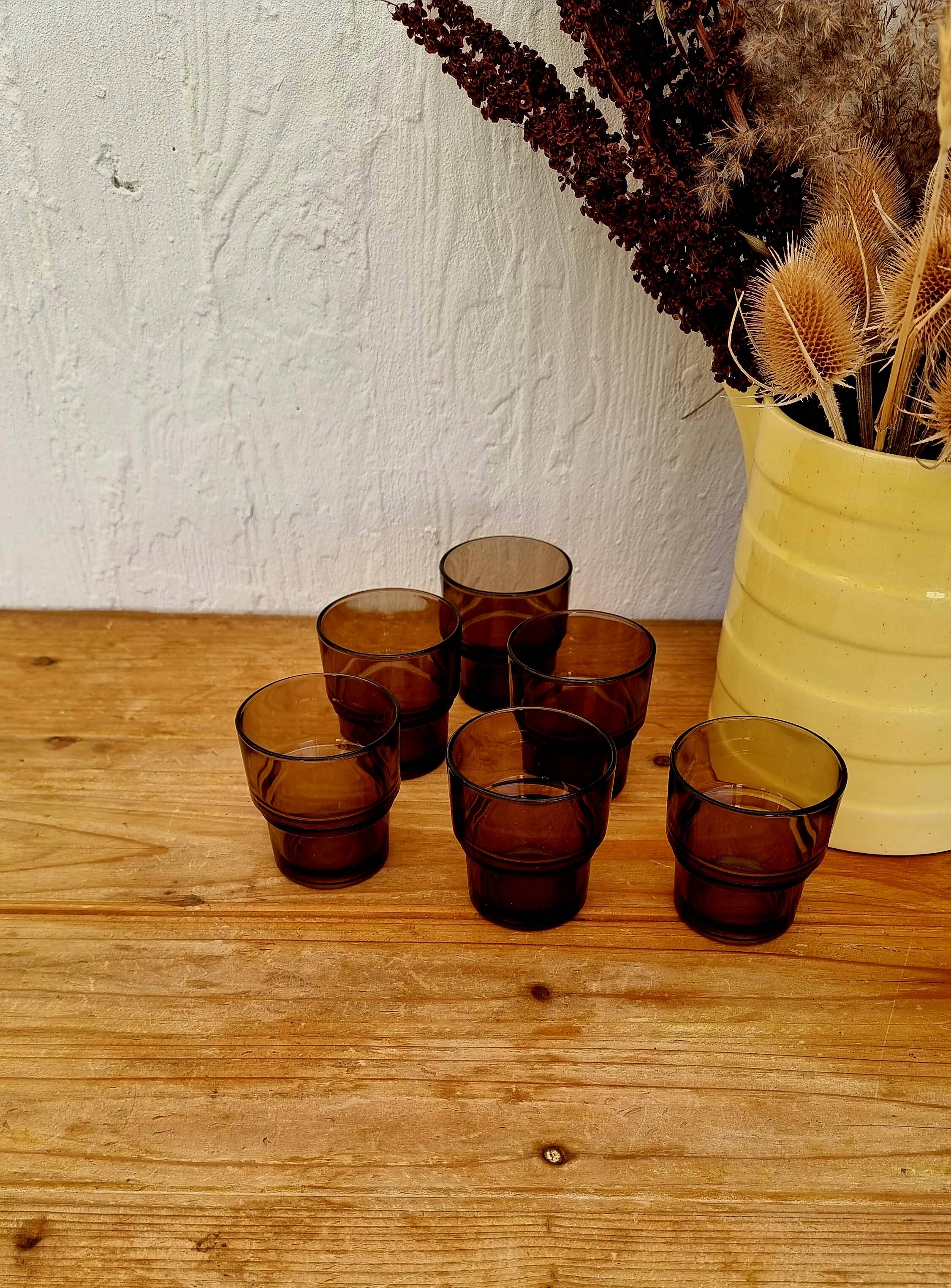 Lot de 6 verres à eau Vereco vintage