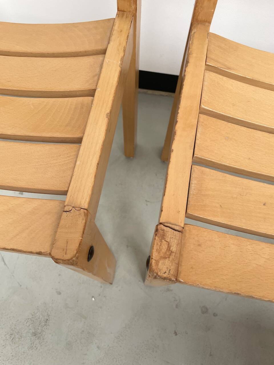 Beech chairs from the 1980s, Sornay.