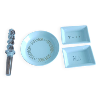 Bouchon  et coupelles 2000 verre et porcelaine