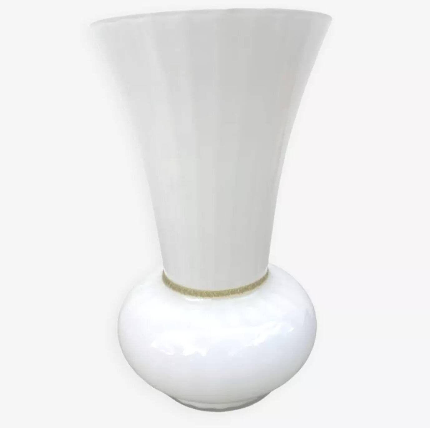 White opaline glass vase