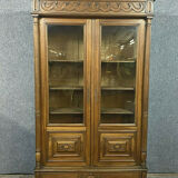 Gothic Renaissance library in solid walnut with columns around 1850