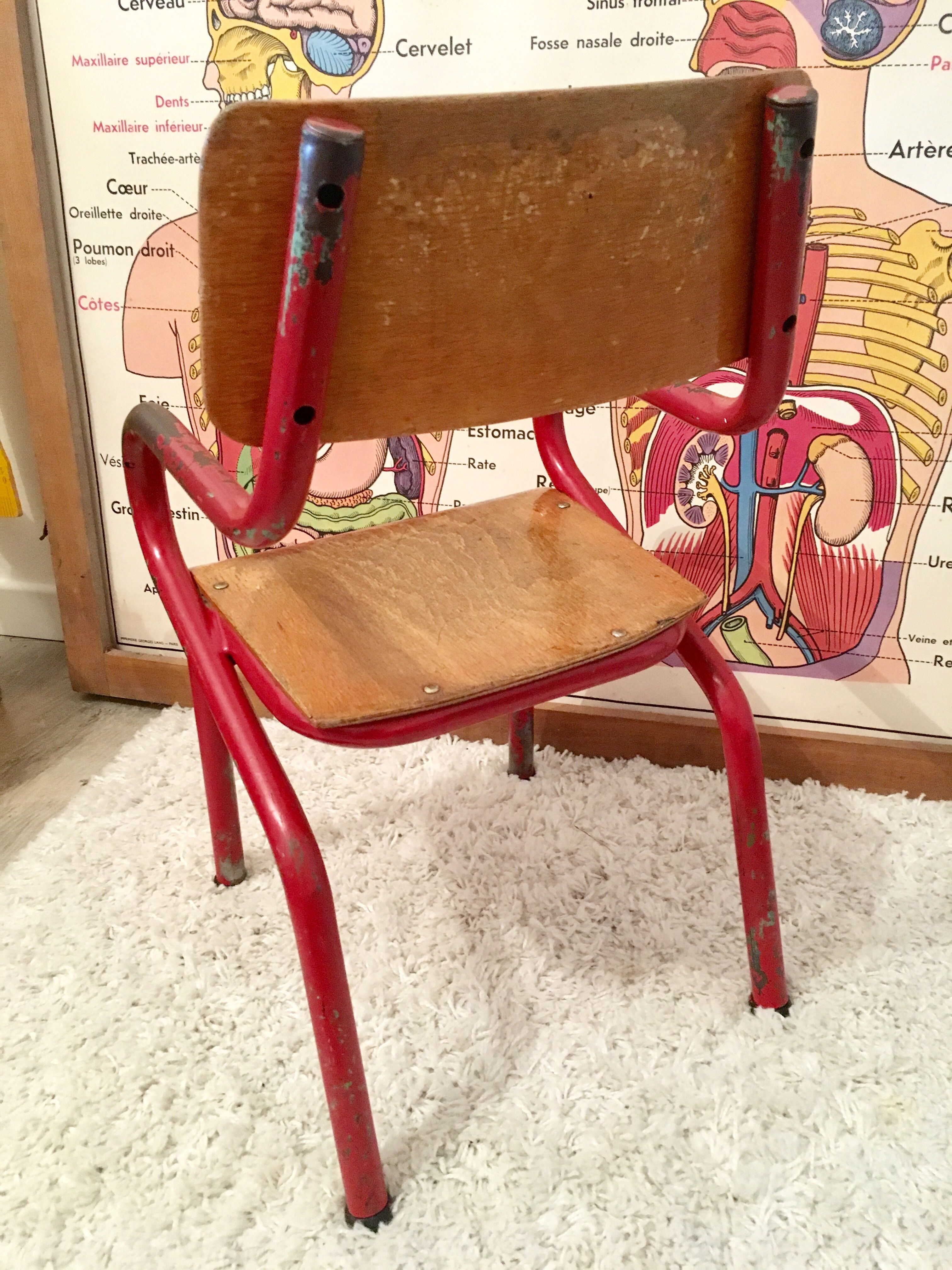 Chaise enfant écolier vintage