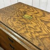 English silver-plated cutlery set in its oak box - early 20th century