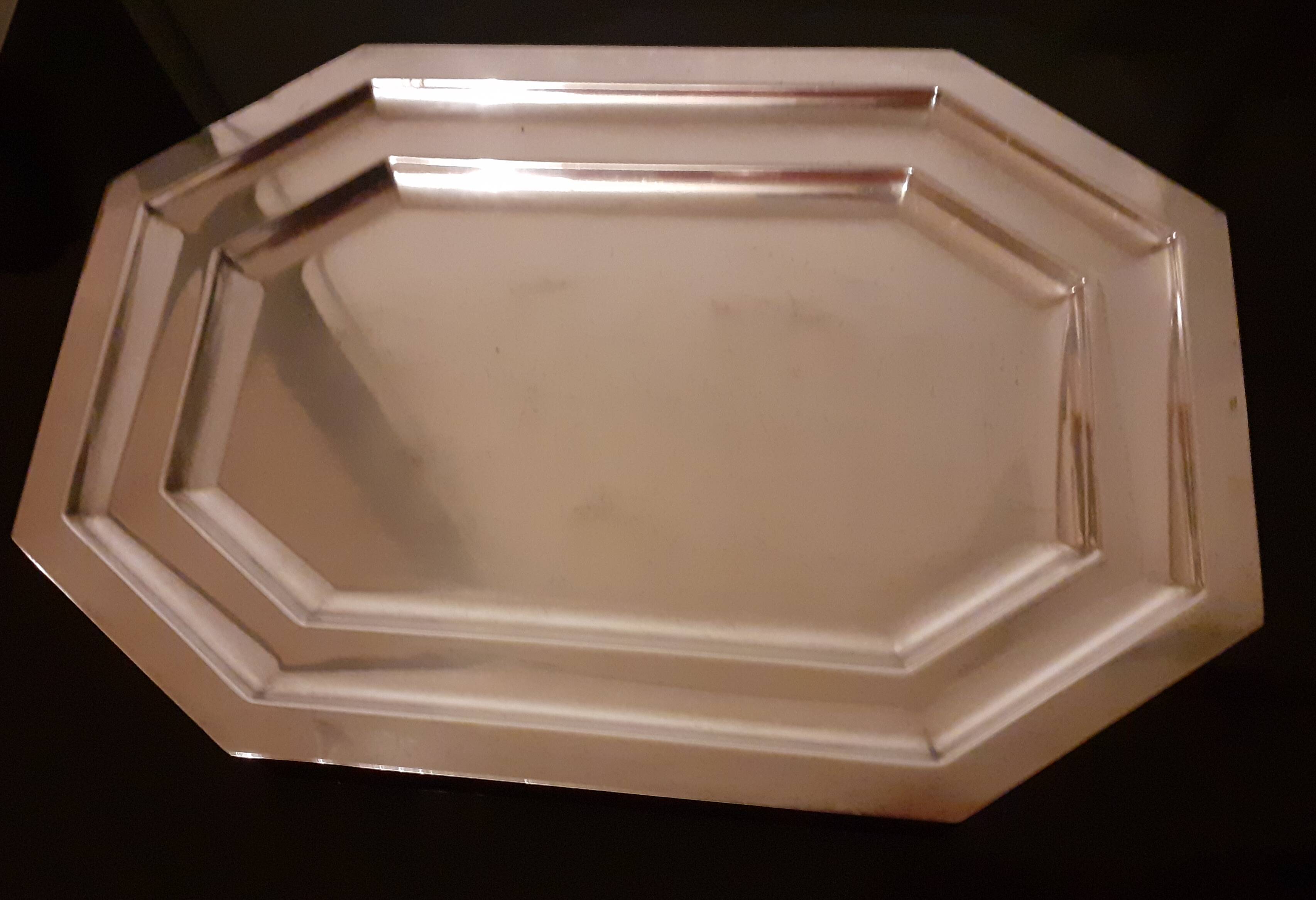 Silver metal tray 41 cm x 28 cm