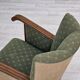 Fauteuil danois des années 1950, mobilier d'origine vert/beige en laine, bois de chêne.