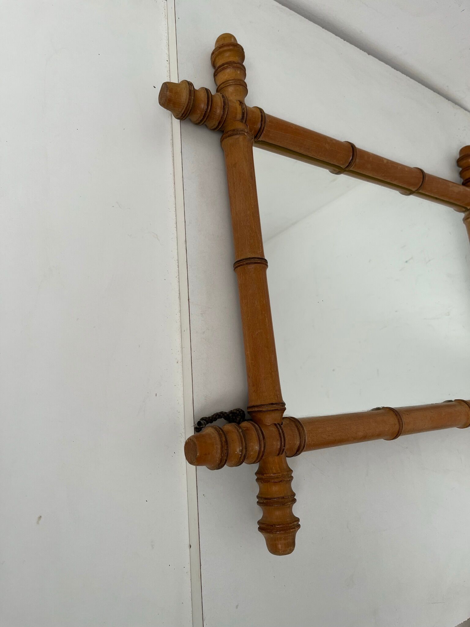 Turned wooden mirror bamboo style 1900s