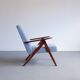Mid century easy chair model b 310 var en boucle bleu clair