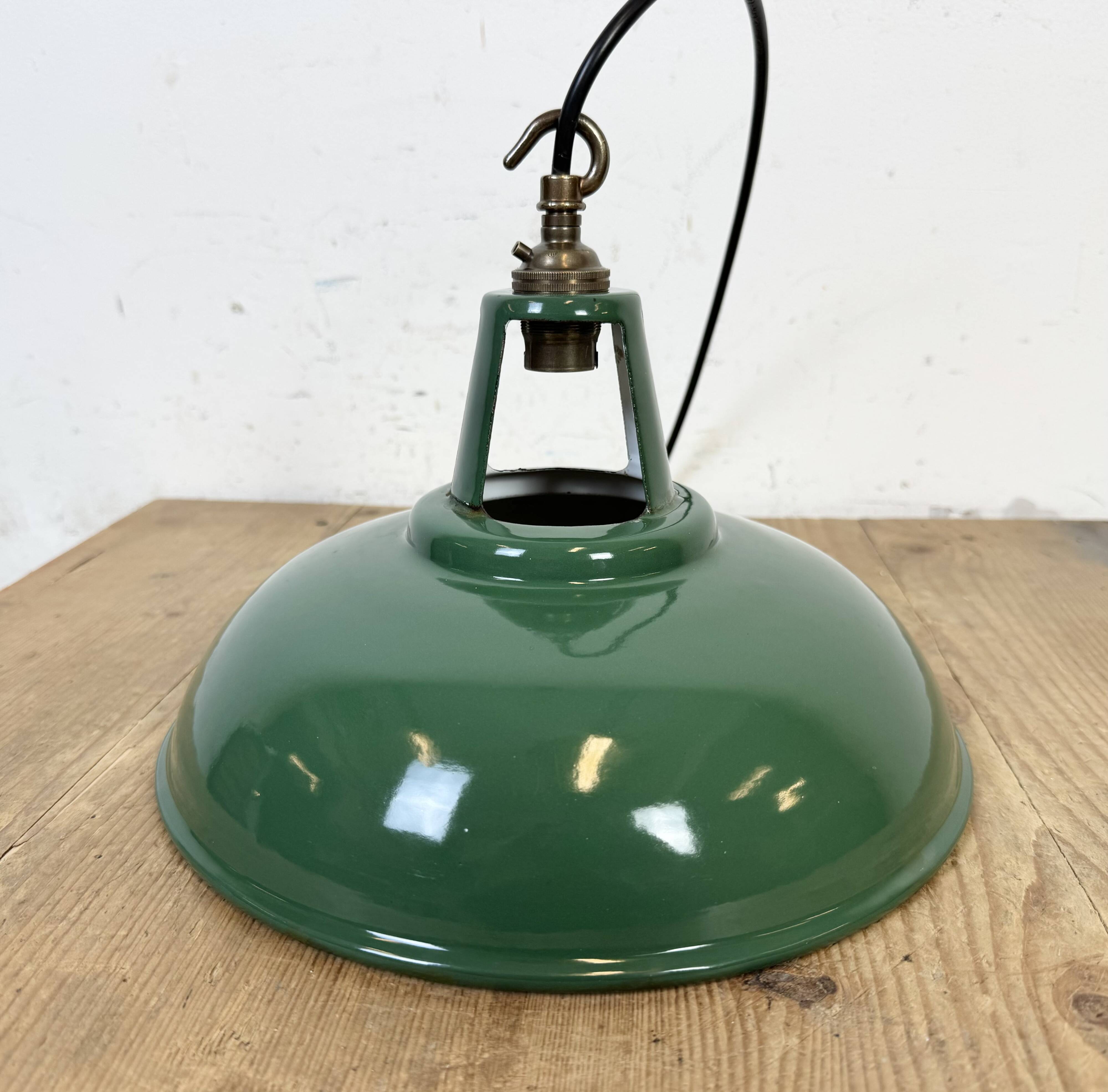 Industrial Green Enamel Factory Pendant Lamp, 1960s