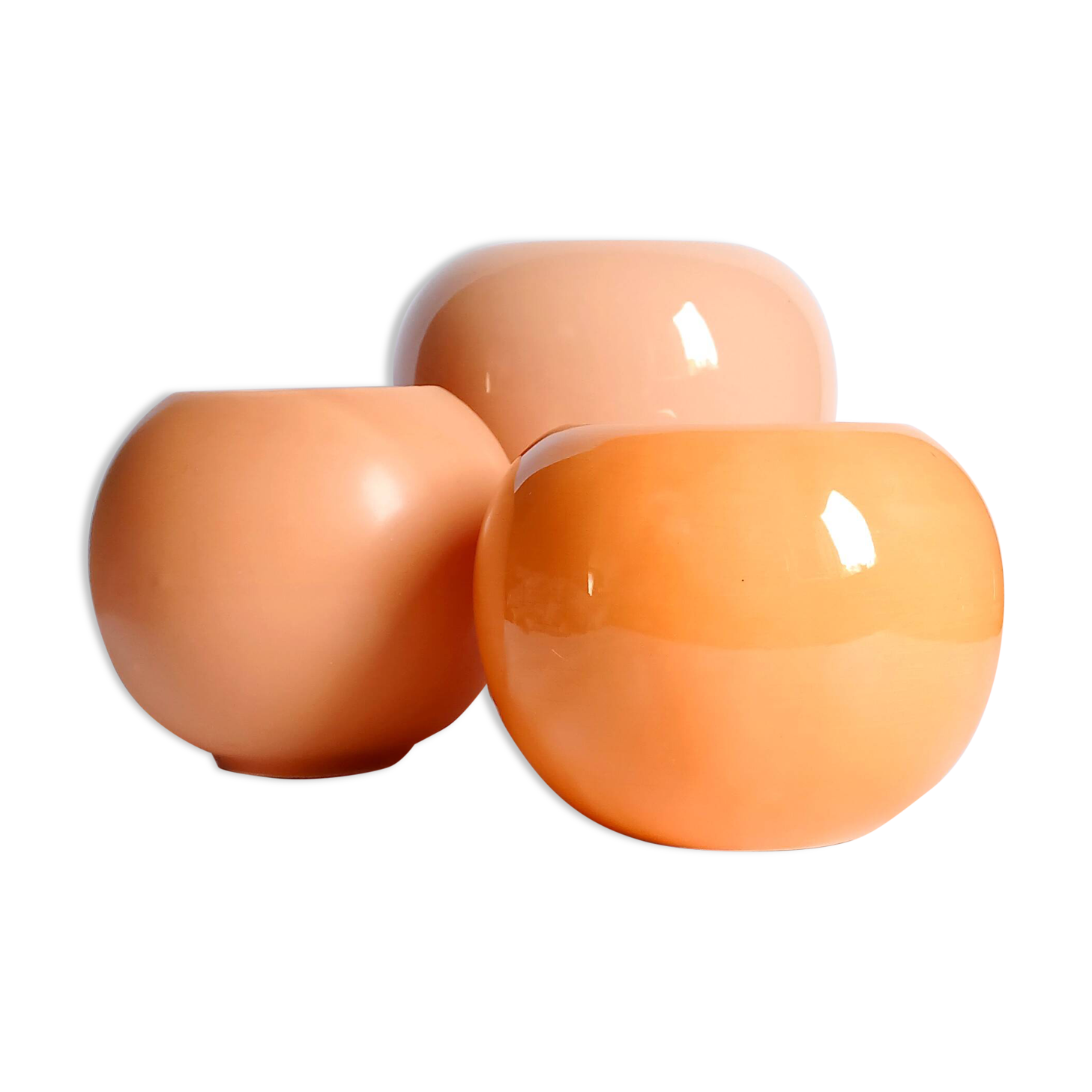 Set de 3 vases boules en céramique émaillée