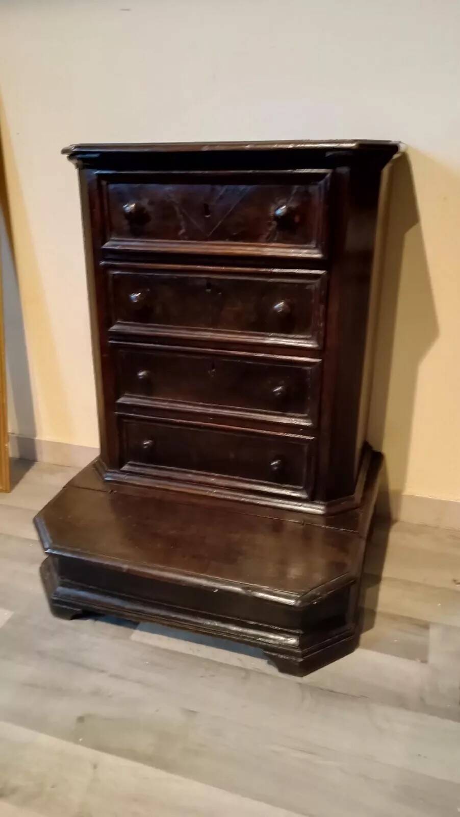 Antique 17th century walnut kneeler with drawers