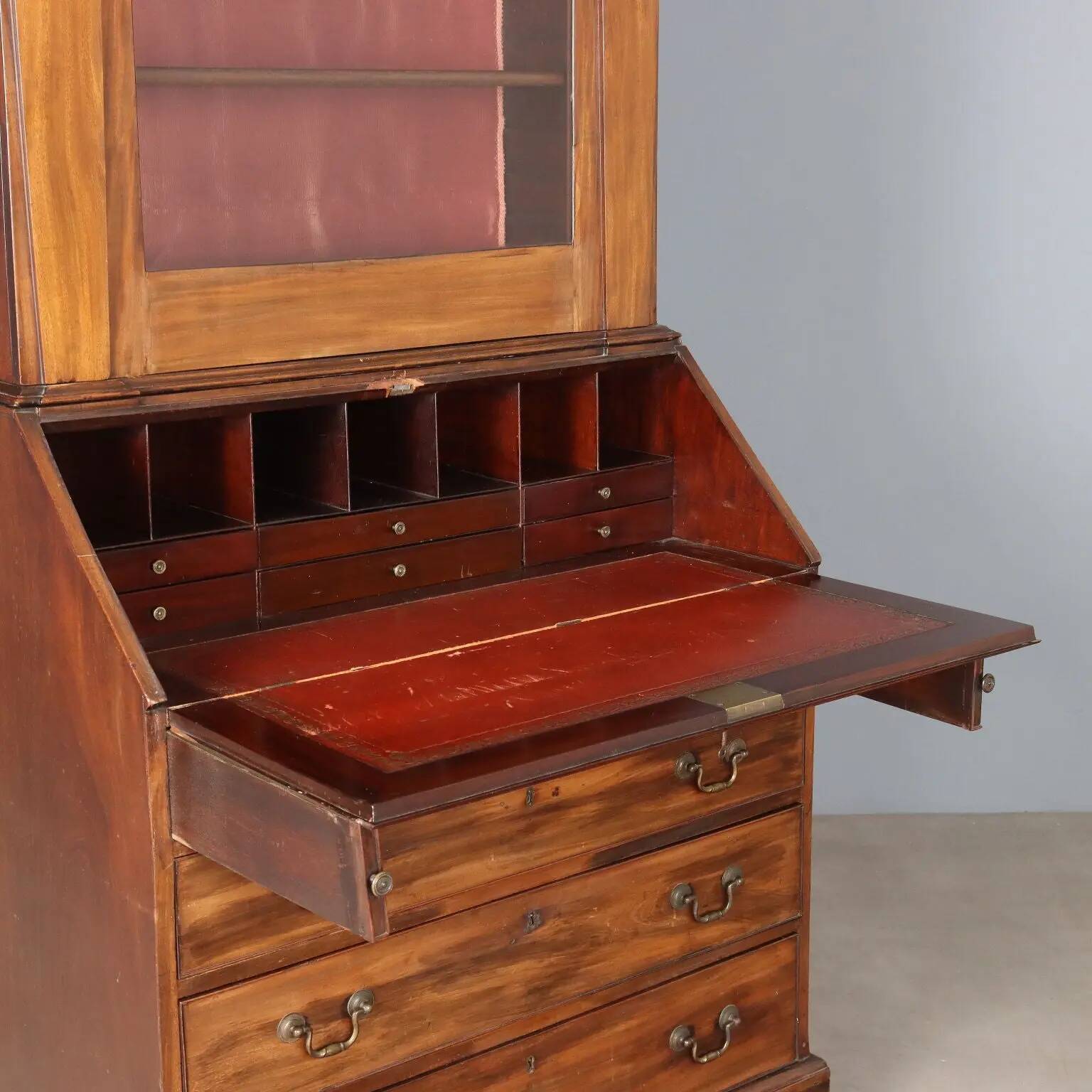 Trumeau ancien en acajou et cuir, Royaume-Uni, XIXe siècle