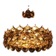 1970s Palwa Chandelier, gold plate and faceted crystals