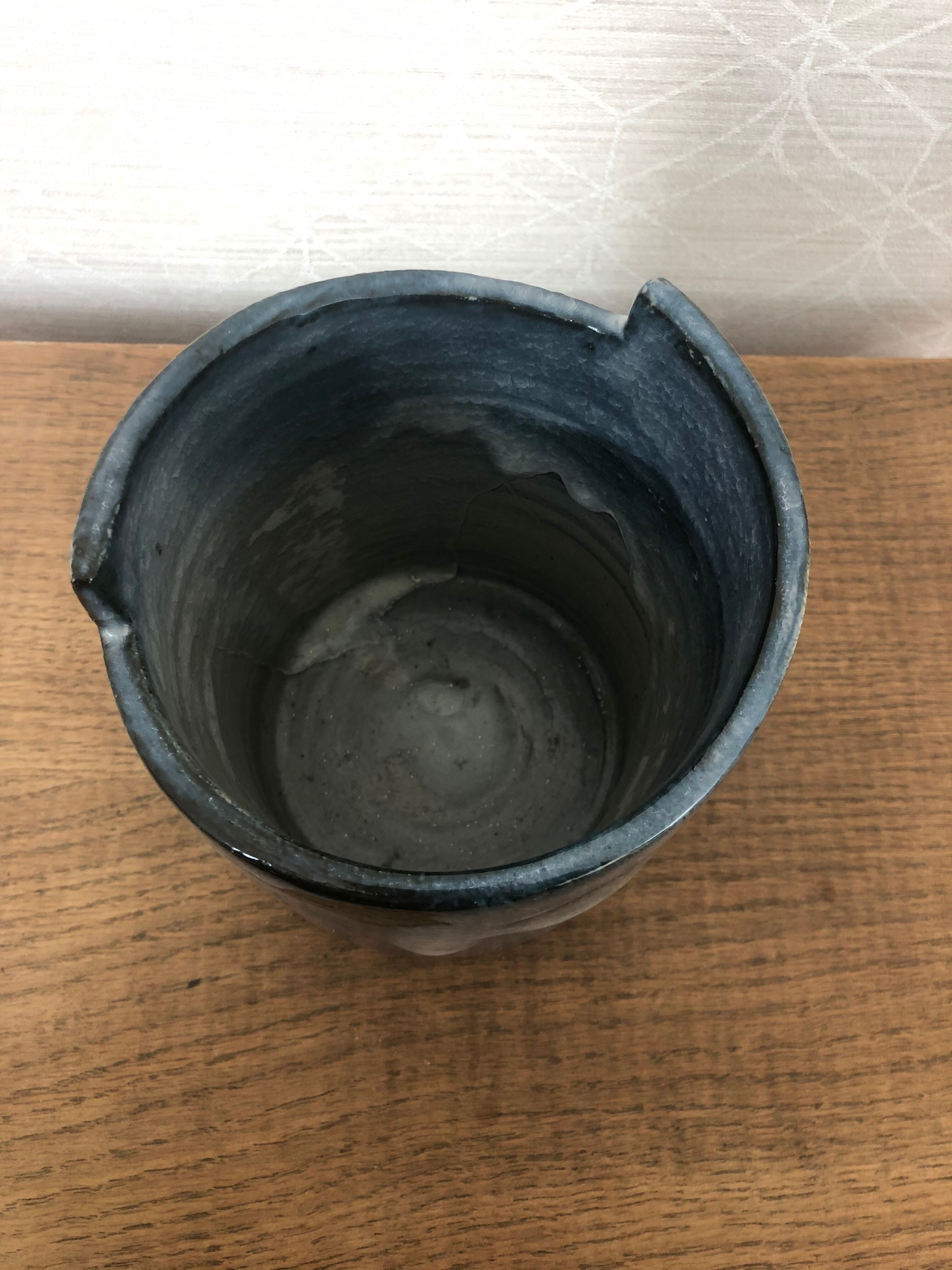 Vintage blue vase in varnished sandstone