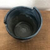 Vase bleu vintage en grès vernissé