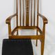 Set of 6 Art Nouveau chairs and armchairs in oak and leather.