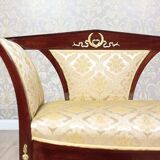 Antique Chaise Lounge in Yellow Fabric with Brass Details, 1890s