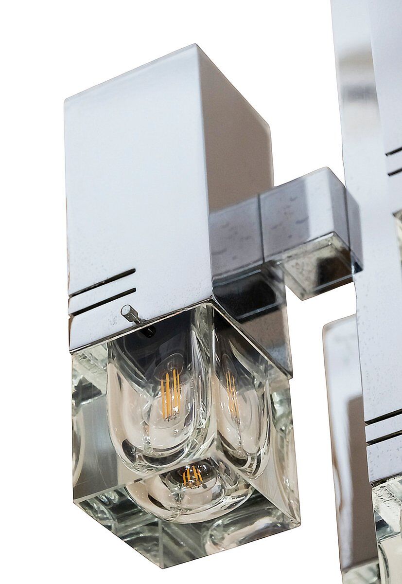 Mid-century modern Italian chrome and glass pendant light by Gaetano Sciolari, 1970