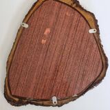 Vintage mirror with live edges in burl wood, signed, 1970s, 36 cm